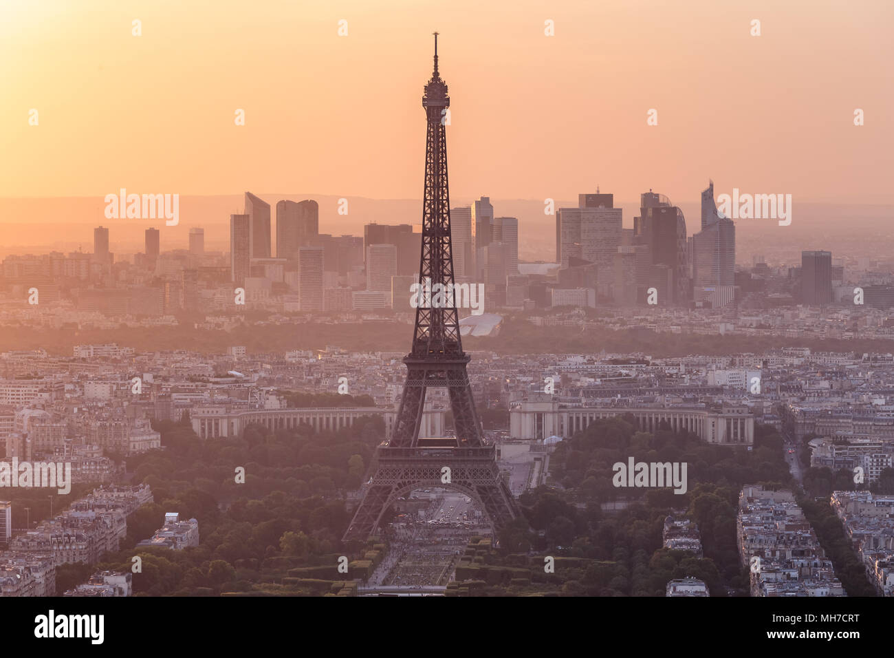 Paris Eiffel Tower Sunset Stock Photo