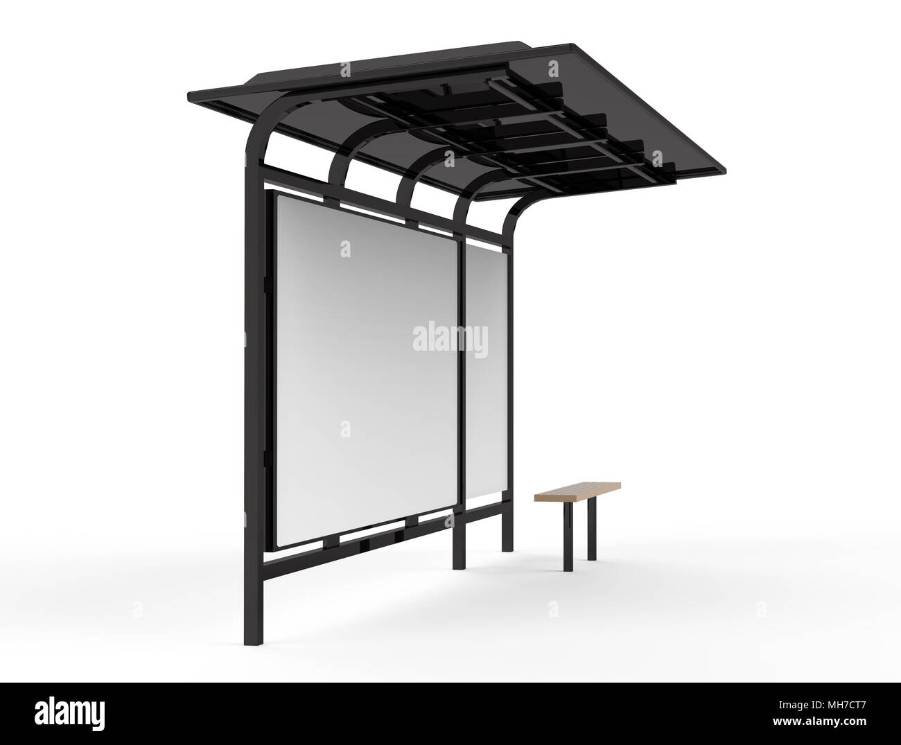 3D Render Bus Shelter Blank Copy Space For Advertising Or Promotional