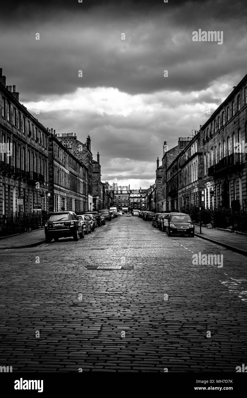 Edinburgh City Dark Dramatic Street Stock Photo