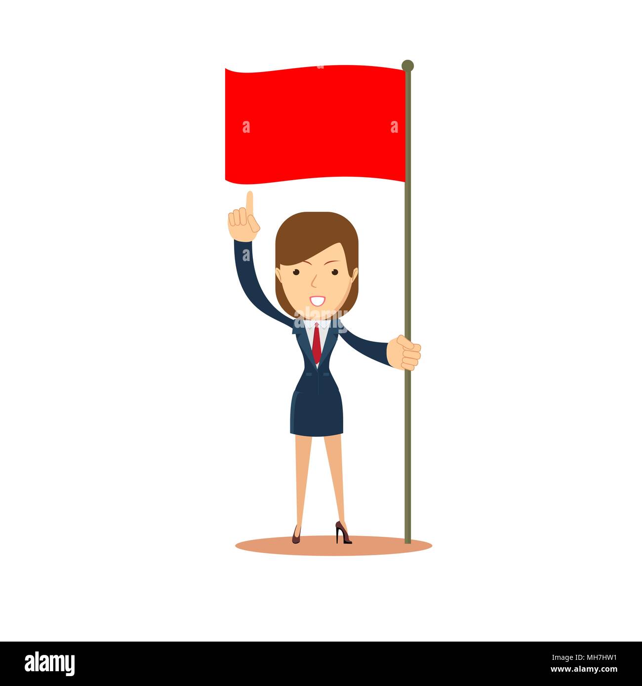 Woman holding red flag Stock Vector