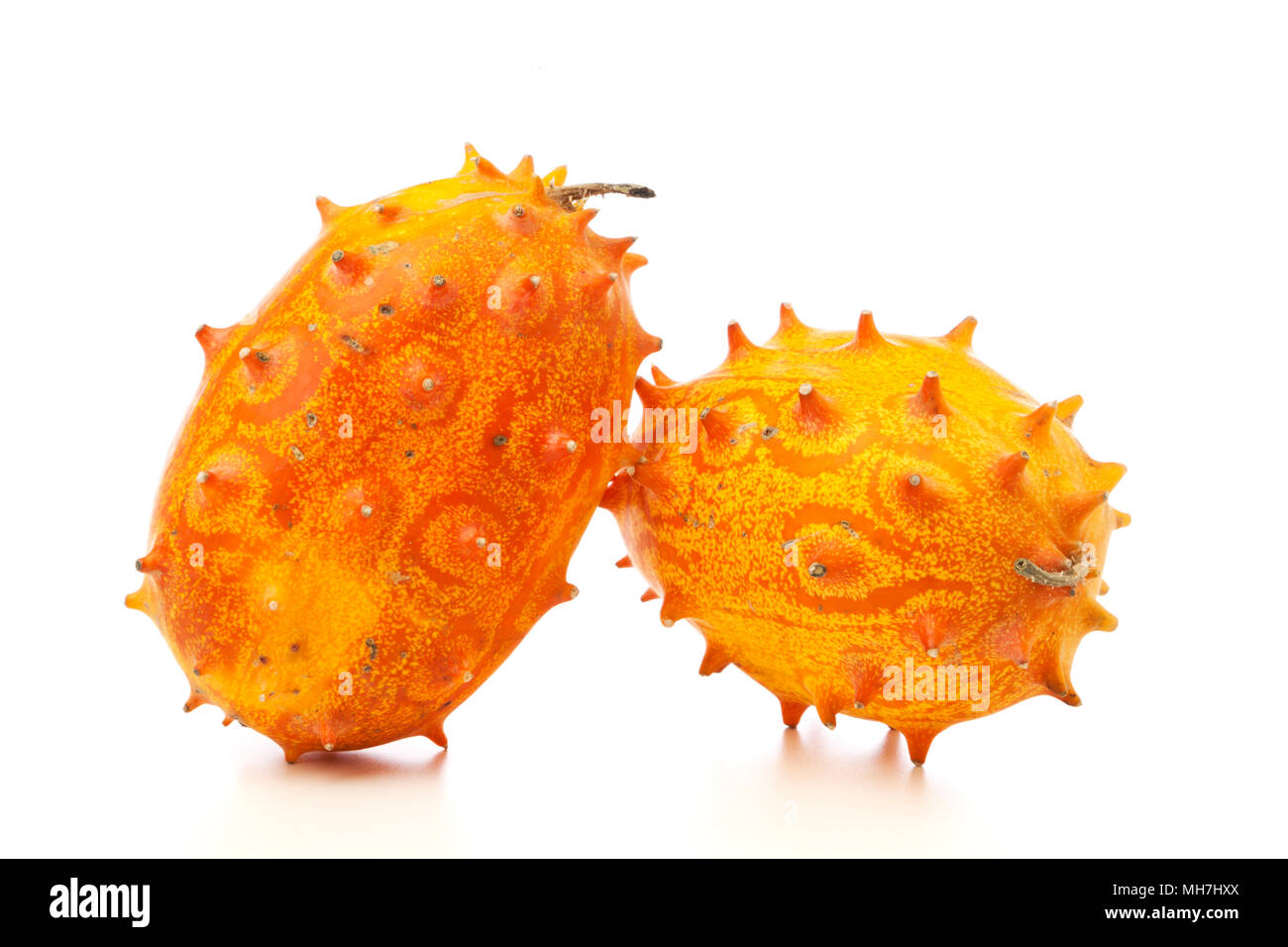 African Horned Melons on white background Stock Photo