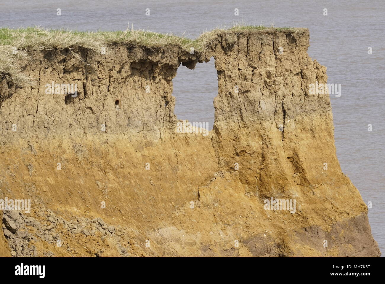 COASTAL EROSION YORKSHIRE EAST COAST Stock Photo