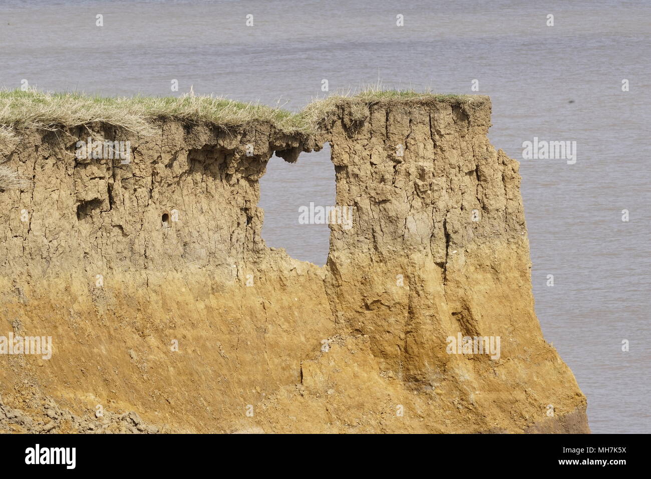 COASTAL EROSION YORKSHIRE EAST COAST Stock Photo