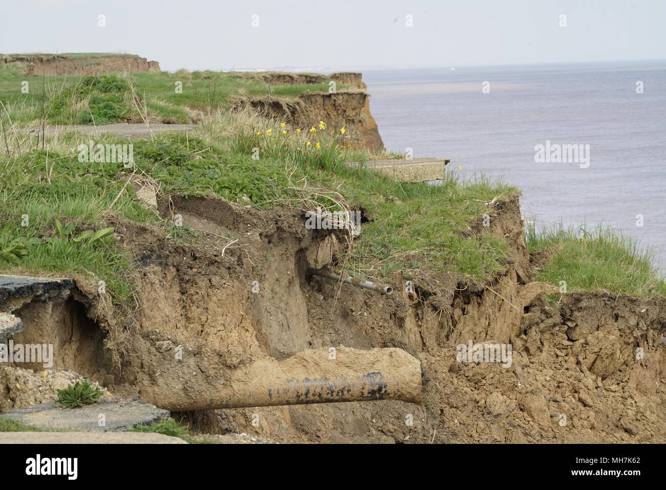 COASTAL EROSION YORKSHIRE EAST COAST Stock Photo