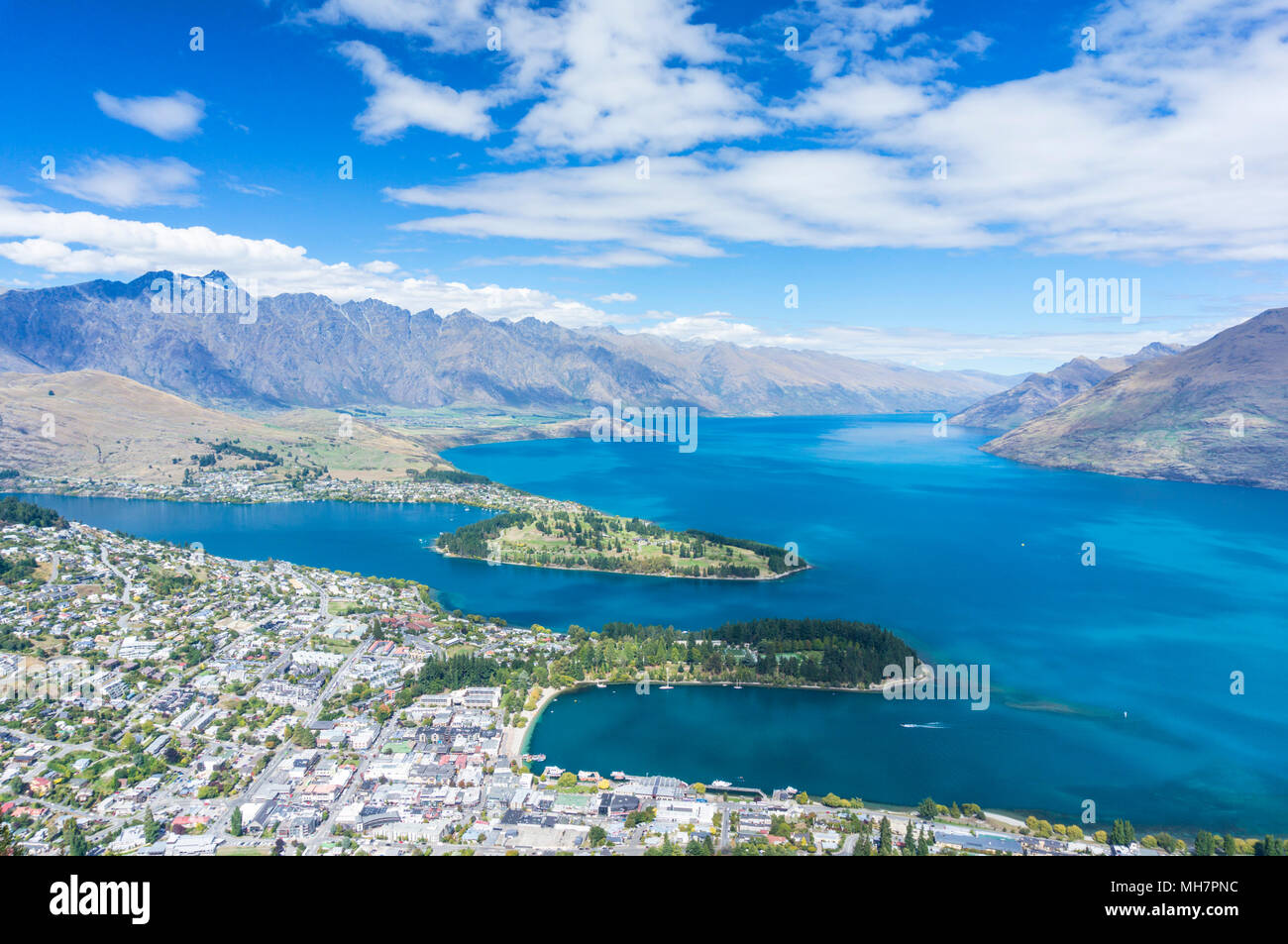 Queenstown South Island new zealand aerial view of downtown queenstown