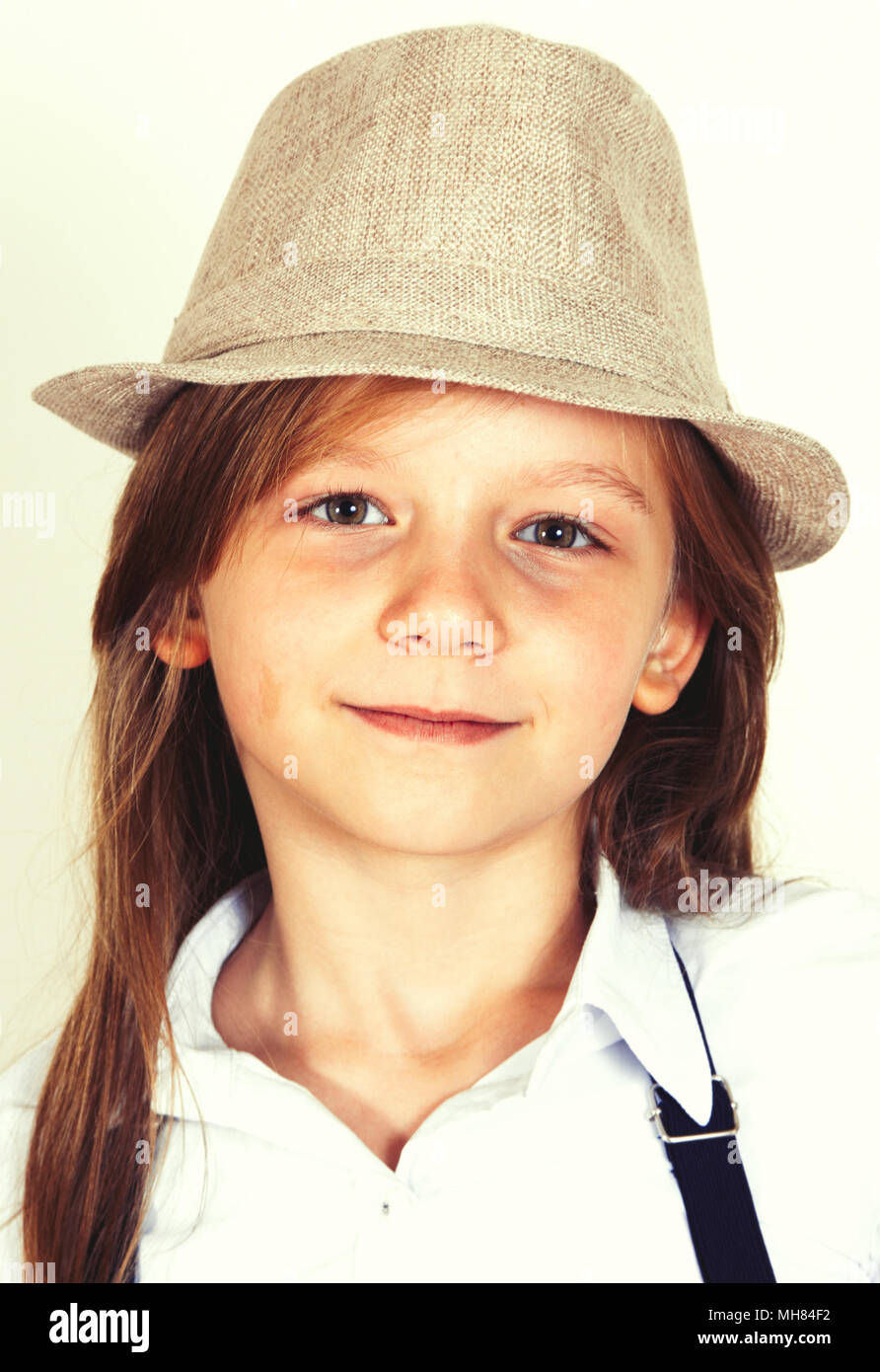 Pretty girl in the hat Stock Photo - Alamy