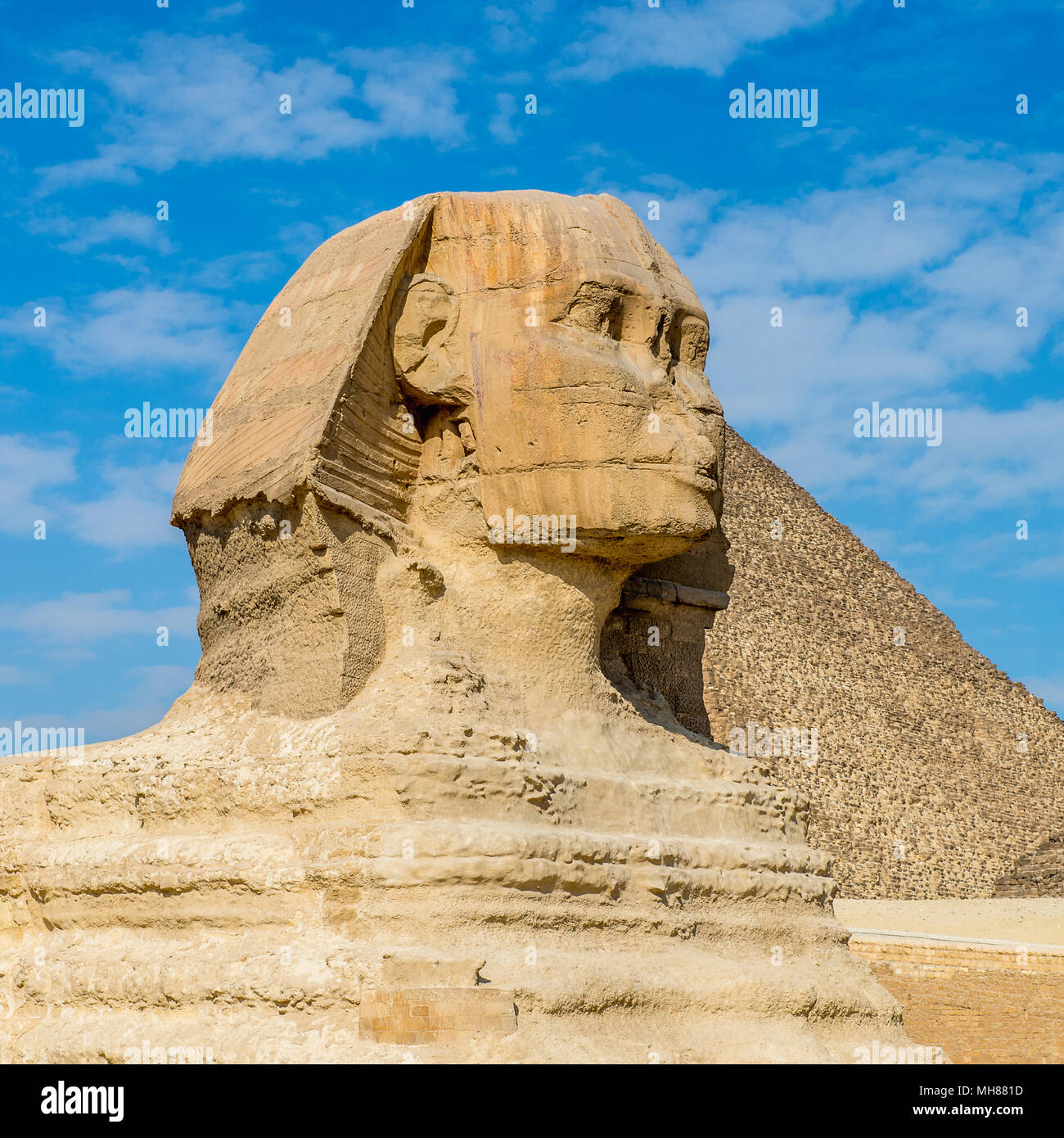 Great Sphinx of Giza, a limestone statue of a mythical creature with a ...