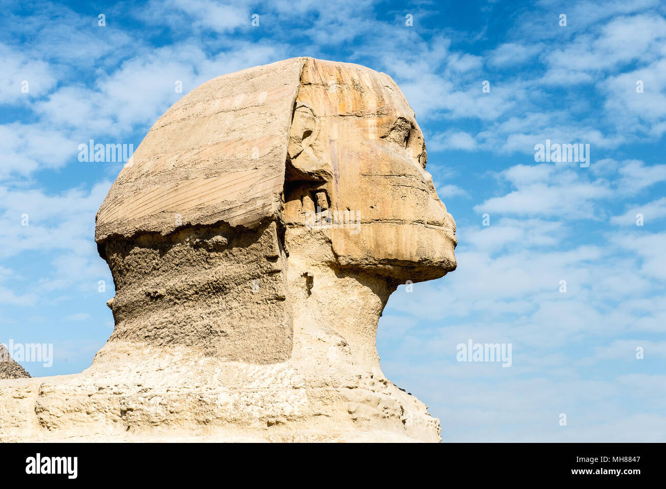 Great Sphinx of Giza, a limestone statue of a mythical creature with a