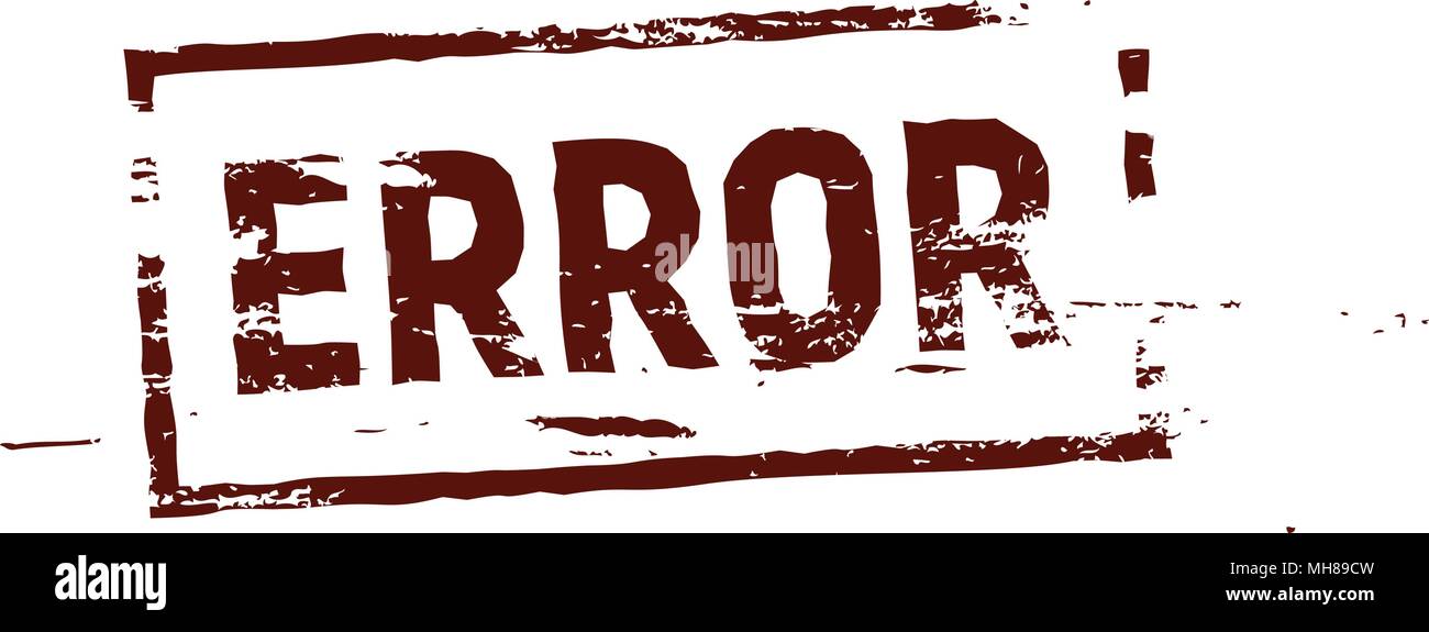 Error stamp dark red color vector template. Red grunge stamp frame