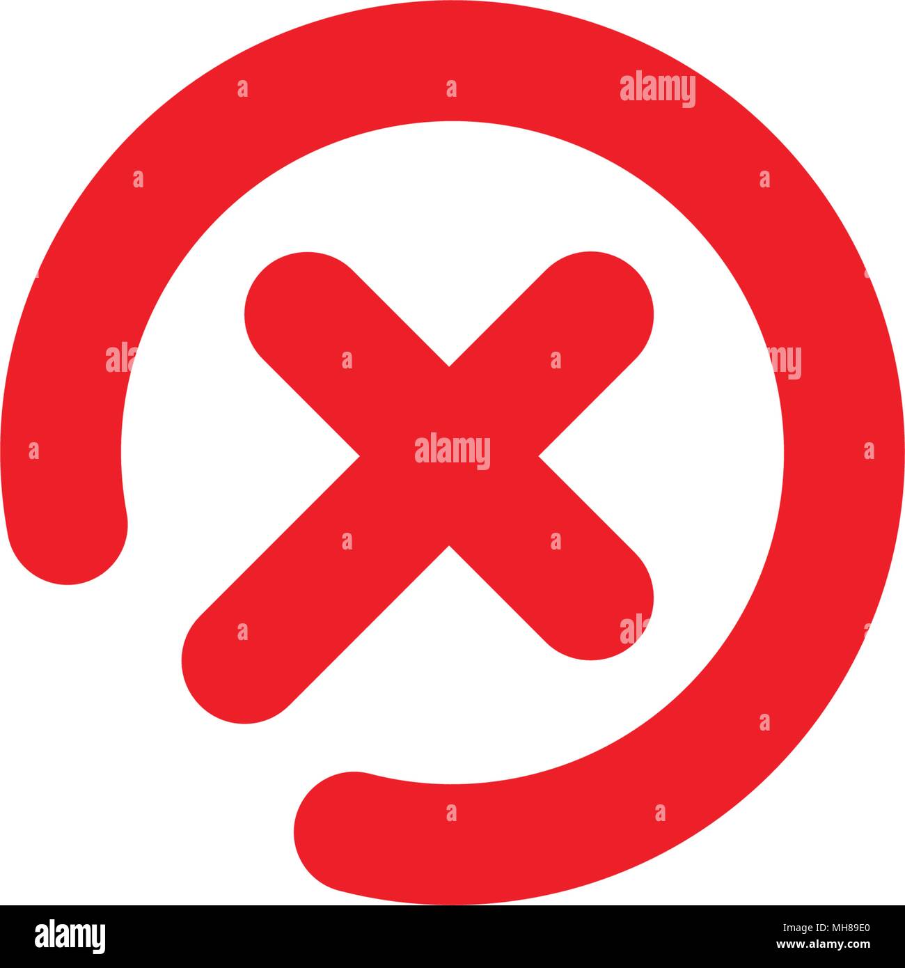 Disapprove linear sign. Cancel web symbol. Isolated red cross simple vector icon. Close window, infographic element, icon UI/UX design. Stock Vector