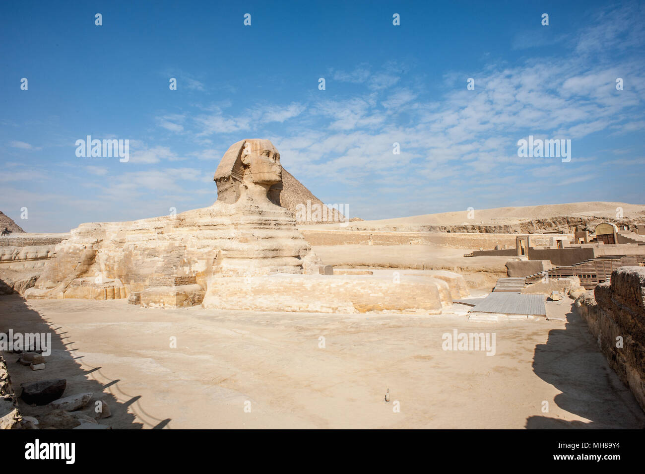 Great Sphinx of Giza, a limestone statue of a mythical creature with a