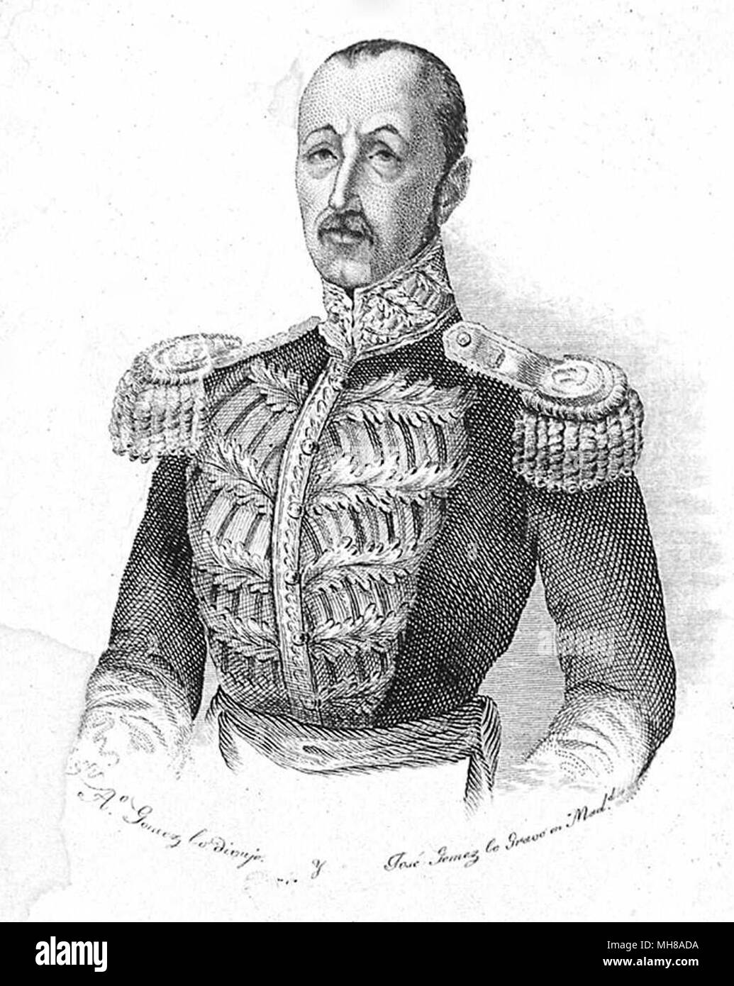 Don Federico de Roncali y Ceruti, 1st Count of Alcoy (1809 – 1857) Spanish noble, politician and military who served as Prime Minister of Spain between 1852 and 1853 Stock Photo