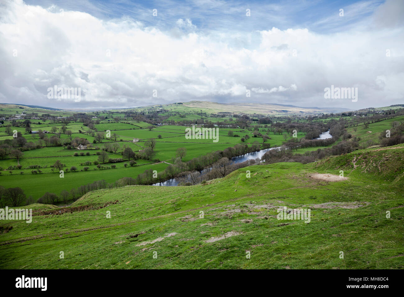 Scenic views of the green countryside around Middleton-in-Teesdale, England, UK Stock Photo