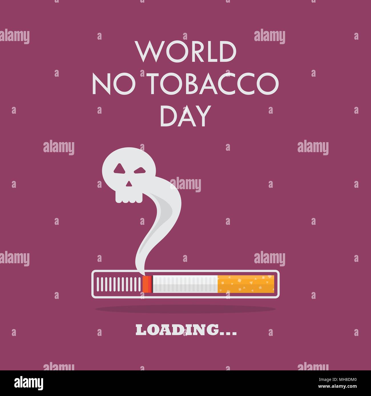 Cigarette burning as cancer loading bar poster. World no tobacco day Stock Vector
