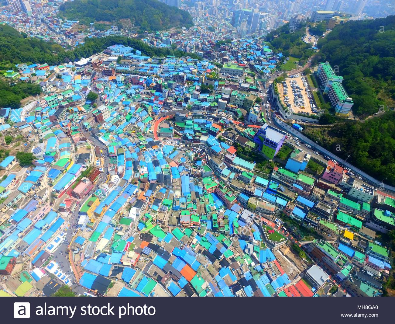 Aerial View Of Gamcheon Culture Village Sahagu Busan South