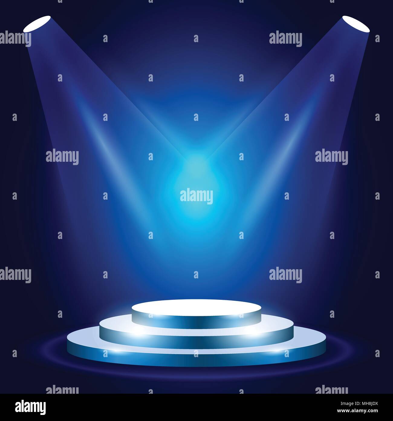 Stage or podium with spotlighting - award ceremony stage, blue podium scene Stock Vector