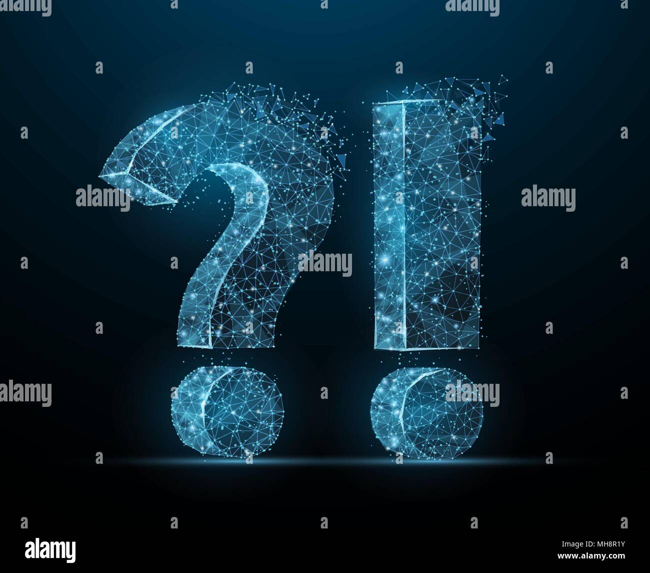 Question mark. Low poly wireframe mesh looks like constellation. Illustration or background Stock Vector