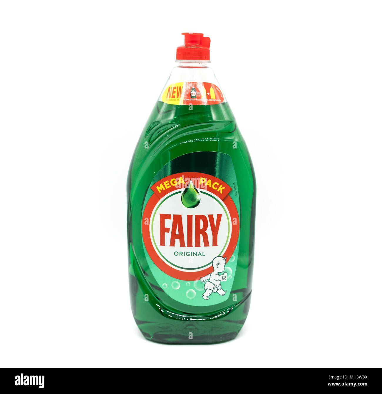 Largs, SCotland, UK - April 25, 2018:                                       A Large Mega pack Bottle of Fairy Liquid in a plastic Recyclable Bottle in Stock Photo
