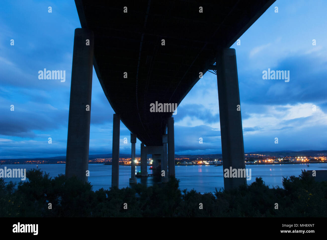 The Kessock Bridge at night - Inverness, Scottish Highlands. Stock Photo