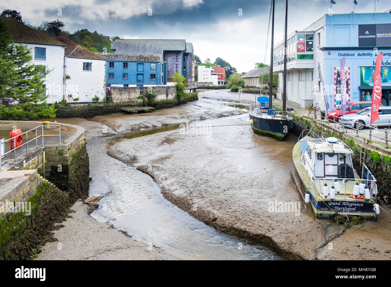 The River Kenwyn joining the Truro River in Truro City centre in