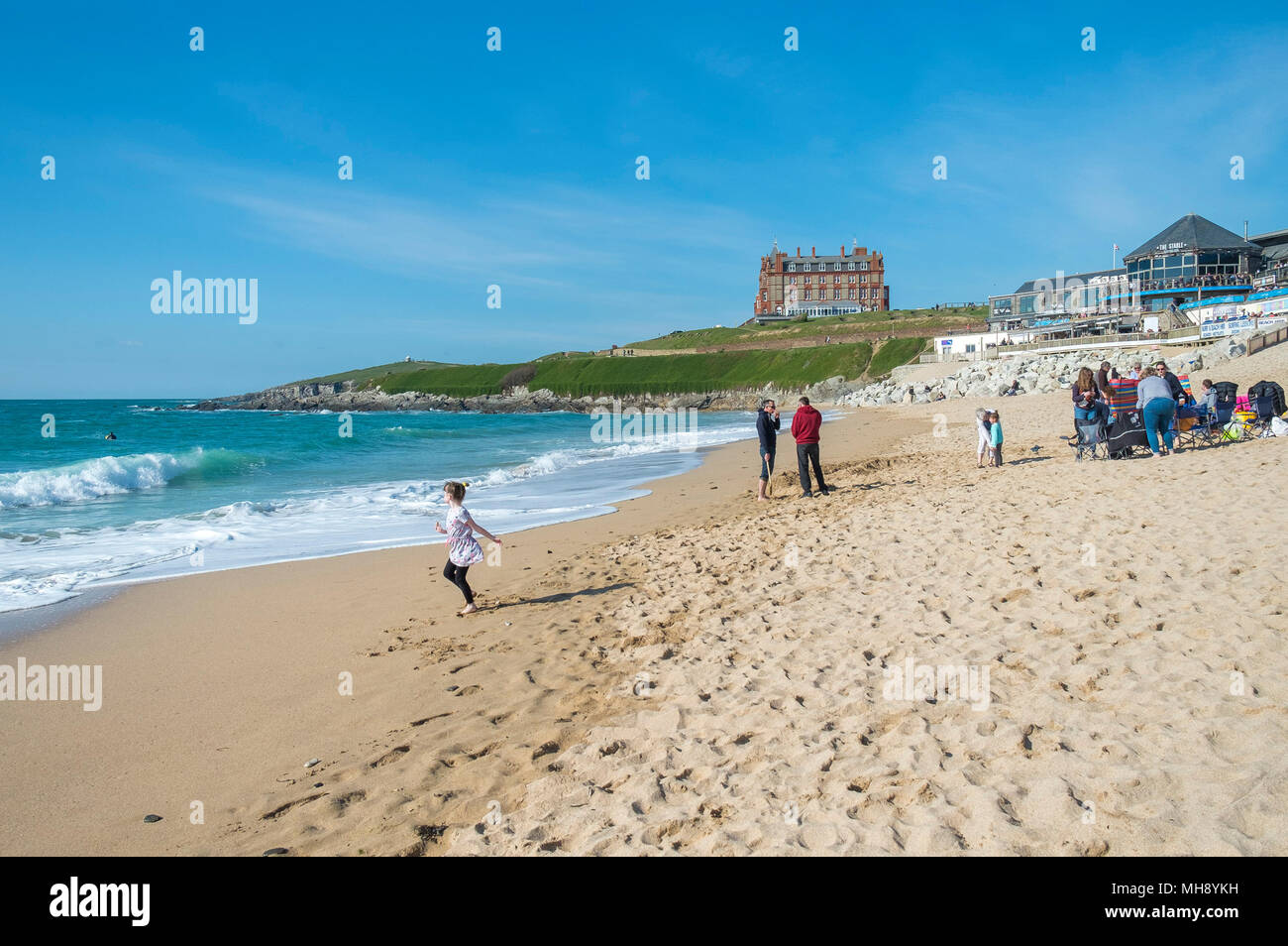 Fistral Beach in Newquay in Cornwall. Stock Photo