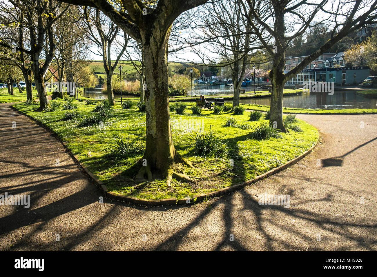 Trenance Park in Newquay Cornwall in late afternoon sunlight . Stock Photo