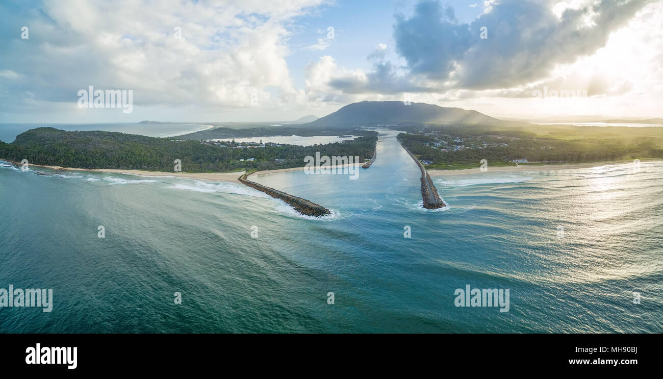 Aerial landscape of North Haven coastline. New South Wales, Australia
