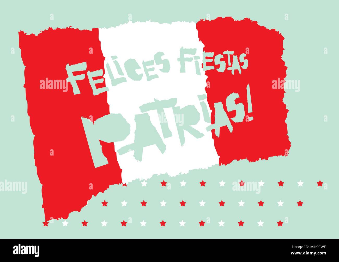 Flat Fiestas Patrias Design Card With Text Fiestas Patrias In Peru National State Flag Colors Vintage Grunge Torn Paper Style Stock Vector Image Art Alamy