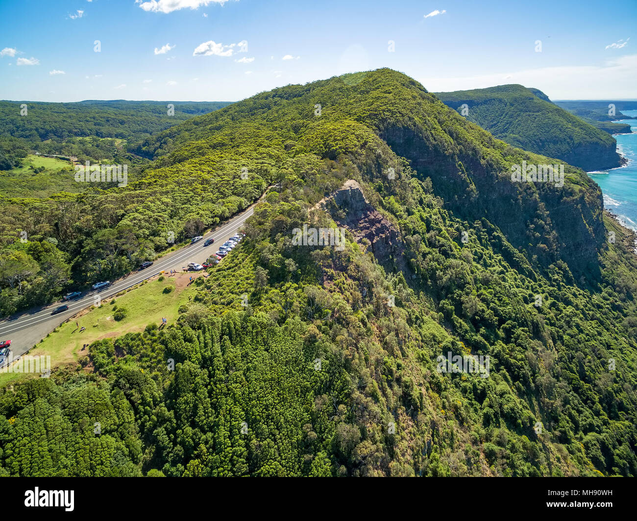 Aerial view of Otford lookout on Grand Pacific Drive, Sydney, Australia Stock Photo