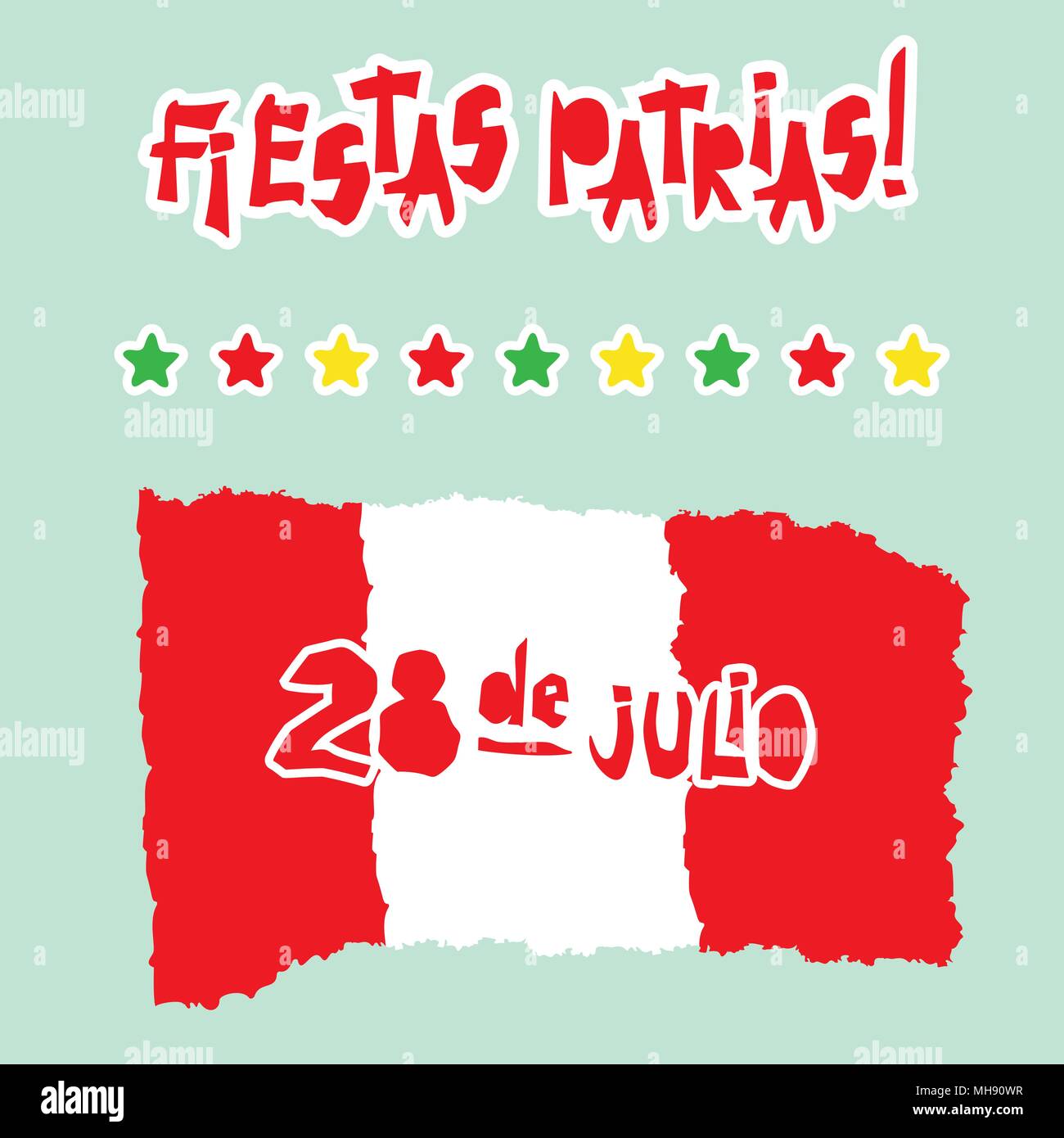 Flat Fiestas Patrias Design Card With Text Fiestas Patrias In Peru
