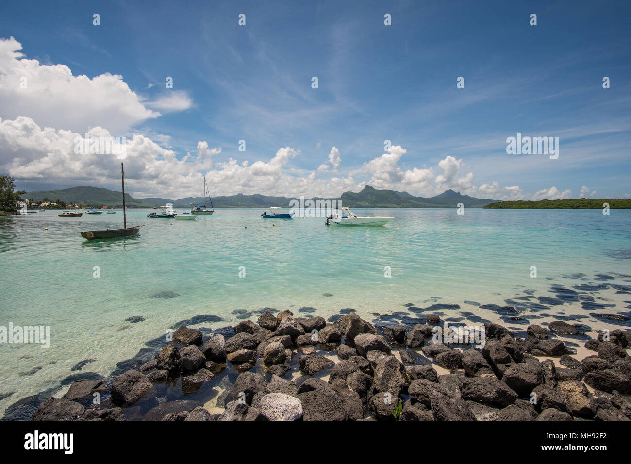 Amazing beach on Mauritius Island. Proboblany the most epic beaches int the world. Stock Photo