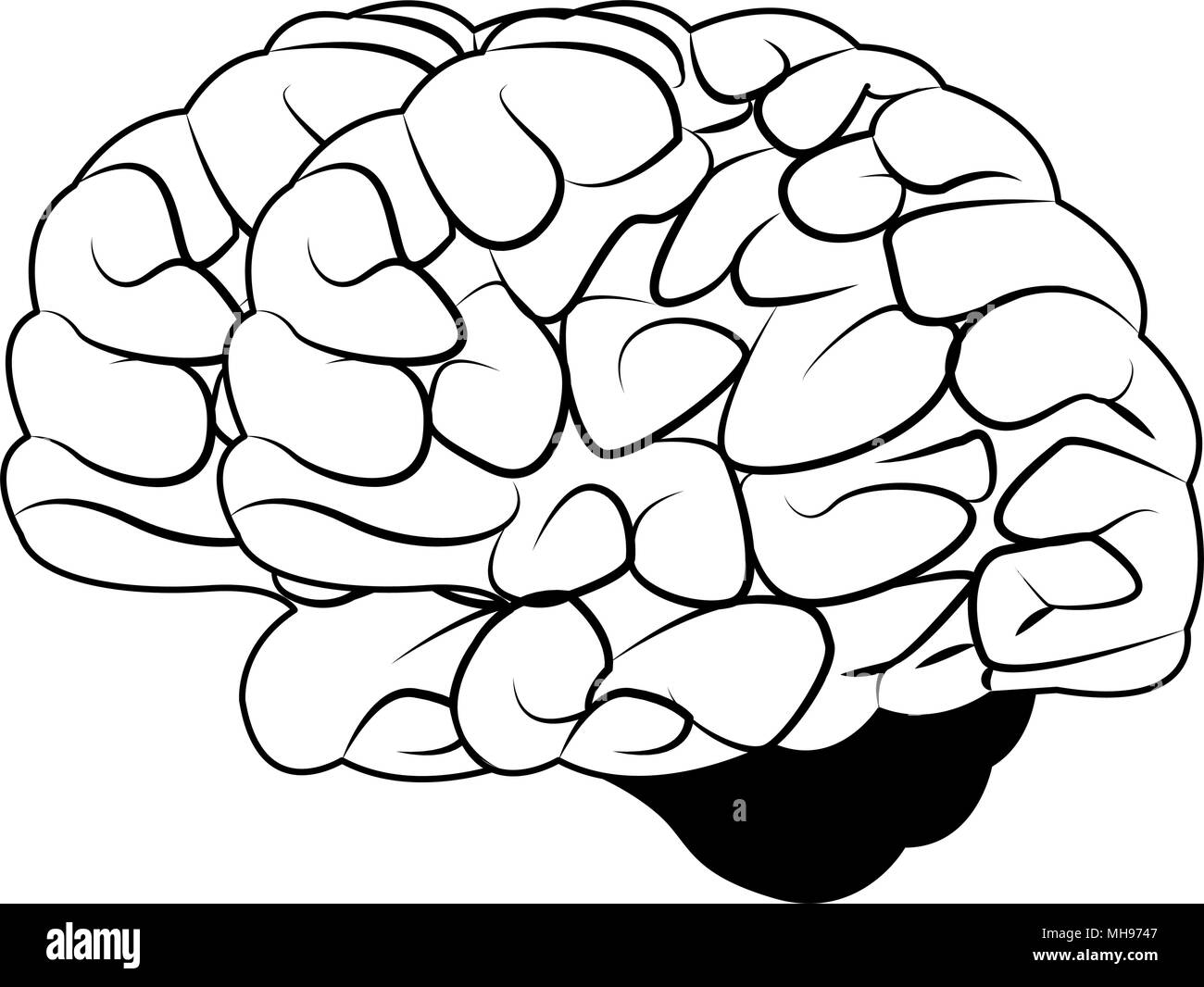 Human brain cartoon on black and white colors Stock Vector Image & Art ...