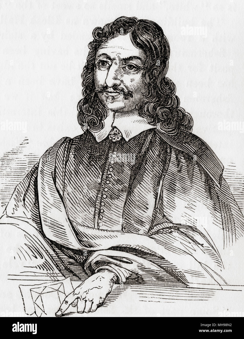 William Lilly, 1602 – 1681.  English astrologer, author, translator and astrological consultant.   From Old England: A Pictorial Museum, published 1847. Stock Photo
