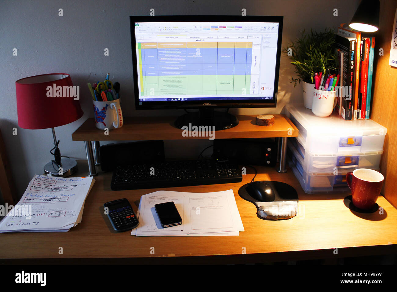 Student Desk Space Setup Stock Photo 182758237 Alamy