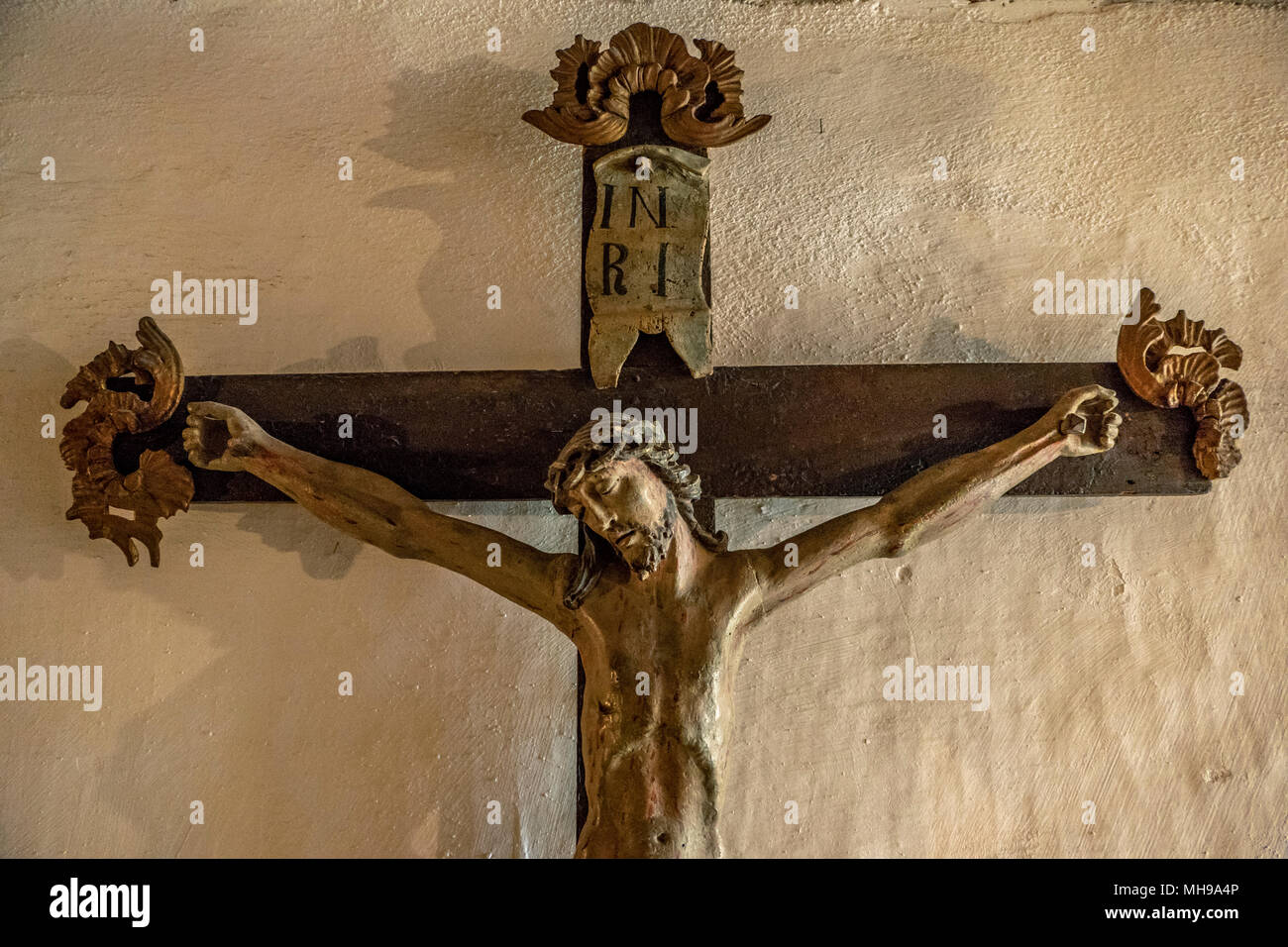 Crucifix in the Swabian Farm Museum, Illerbeuren, Upper Swabia, Allgaeu, Bavaria, Germany, Europe Stock Photo
