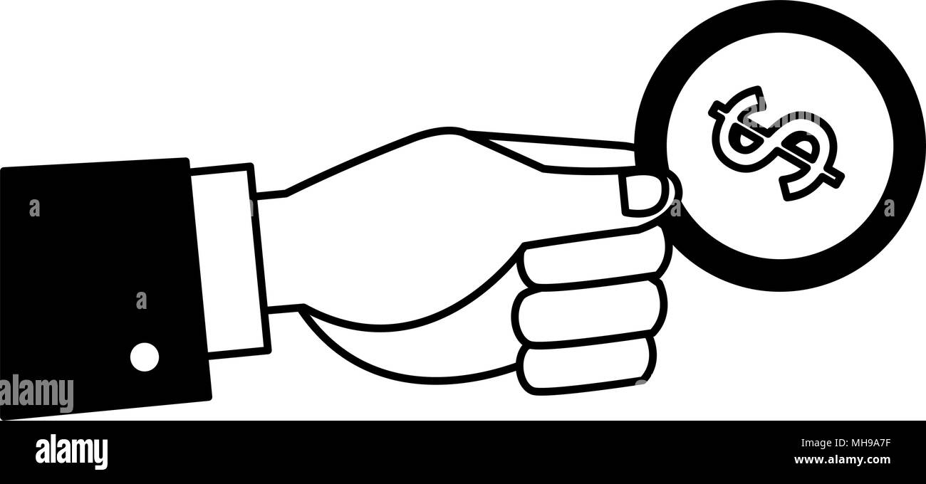 Hand holding coin on black and white colors Stock Vector Image & Art ...