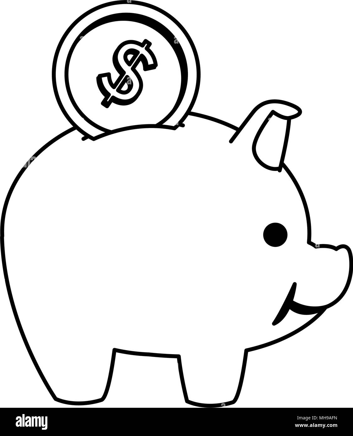 Piggy money savings on black and white colors Stock Vector Image & Art ...