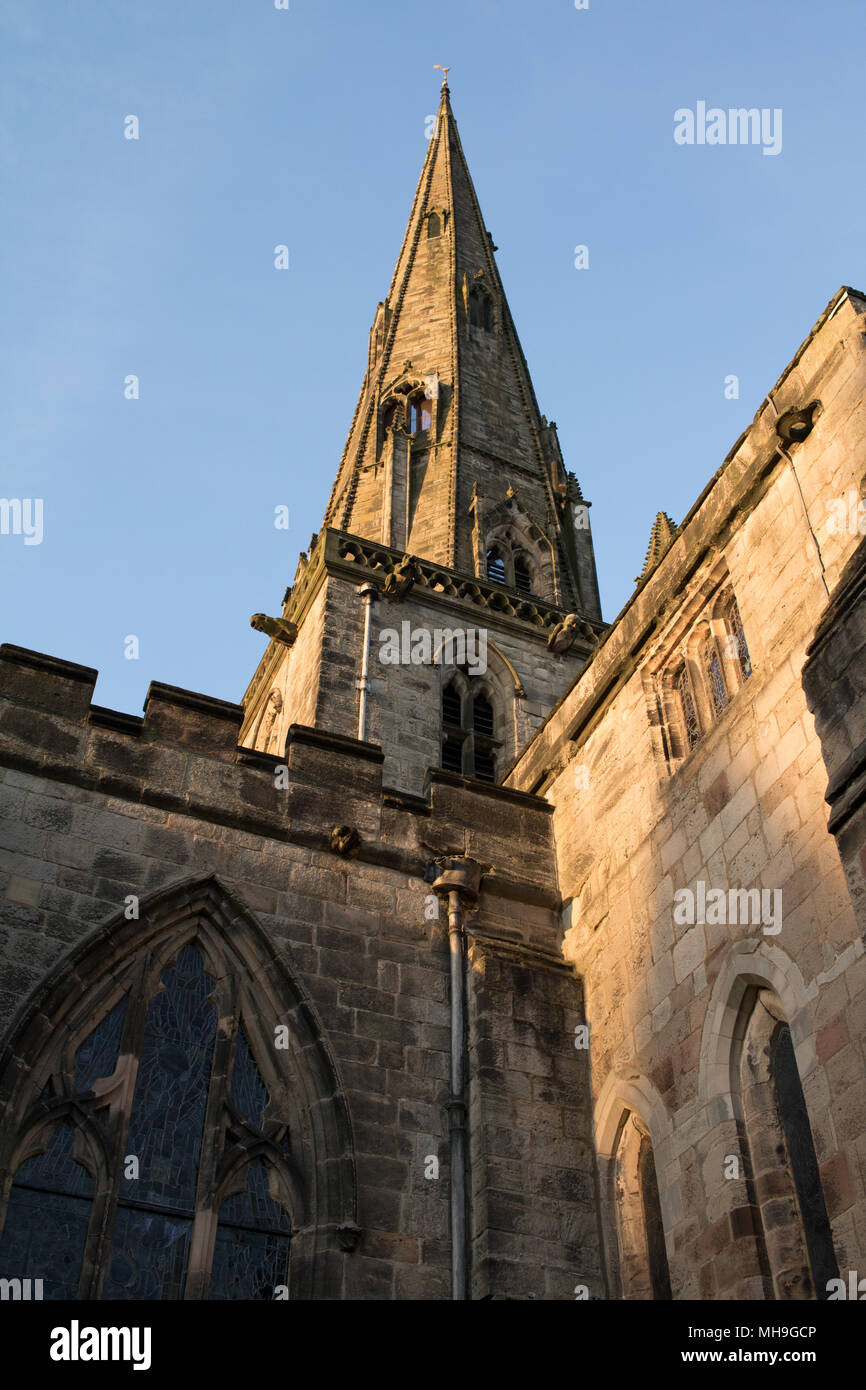 St Oswalds Church in Ashbourne on a sunny day Stock Photo