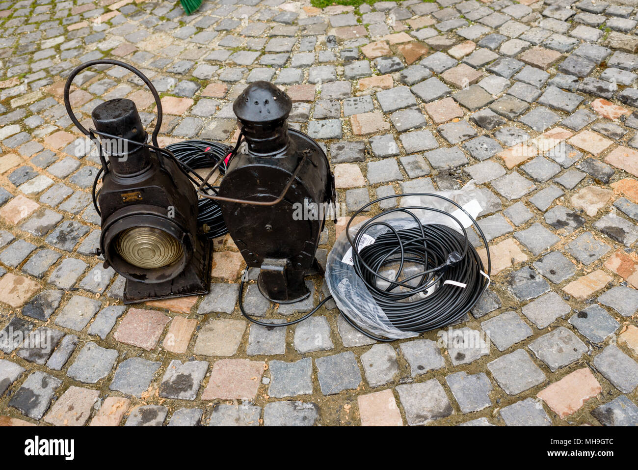 old road hand lamps Stock Photo