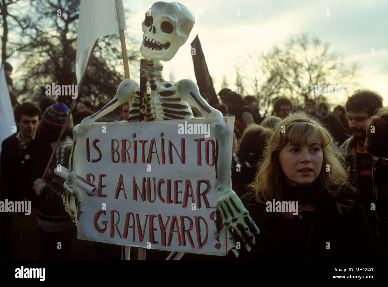 1980s CND rally London UK. Stop the Falklands war demonstration Hyde Park London England. 'No  More War'. 1982 HOMER SYKES Stock Photo