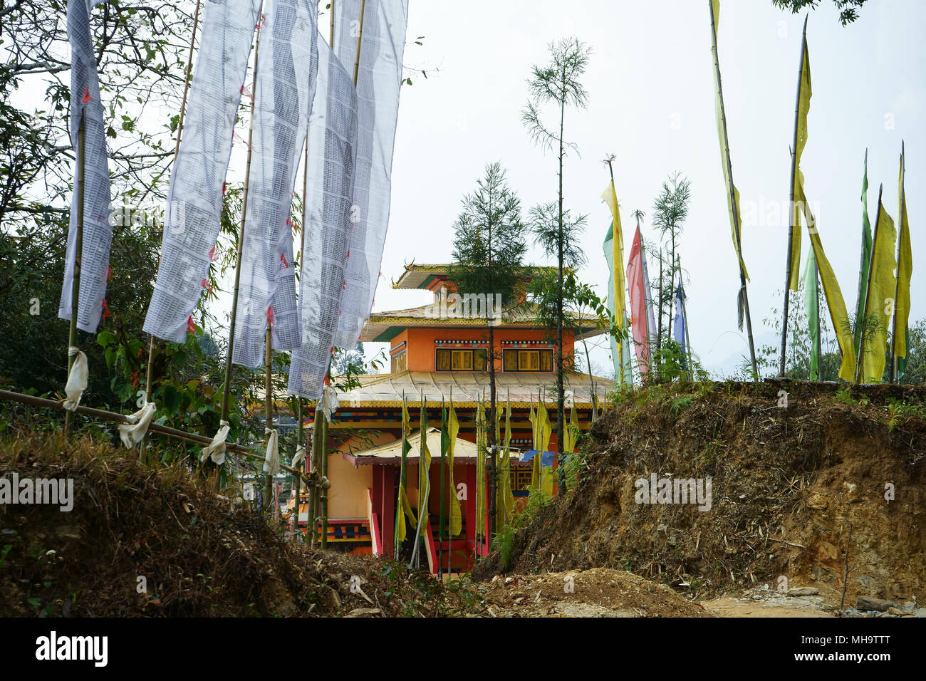 Modern Rinchen Chholing Buddhist  Monastery abvoe Rinchenpong, West Sikkim, India Stock Photo