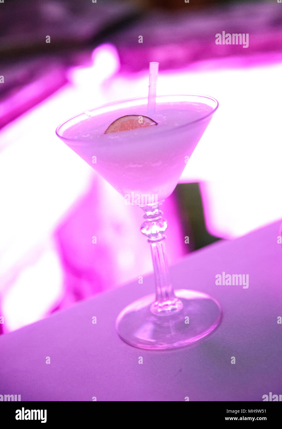 A frozen daiquiri at the rooftop bar of the famous paladar La Guarida