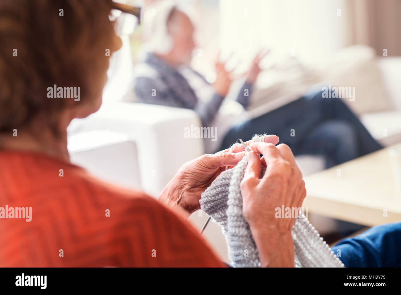 Senior couple relaxing at home Stock Photo - Alamy