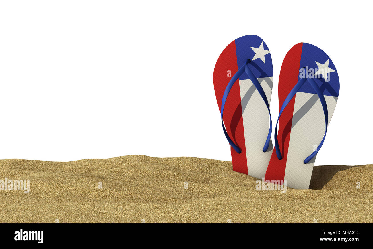 Chile flag flip flop sandals on a white background. 3D Rendering Stock ...