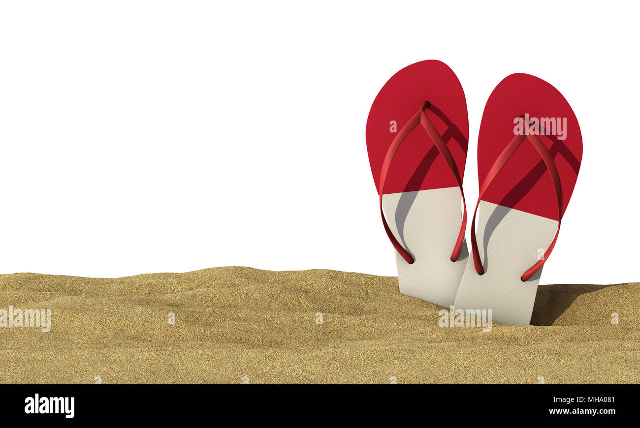 Indonesia flag flip flop sandals on a white background. 3D Rendering Stock  Photo - Alamy