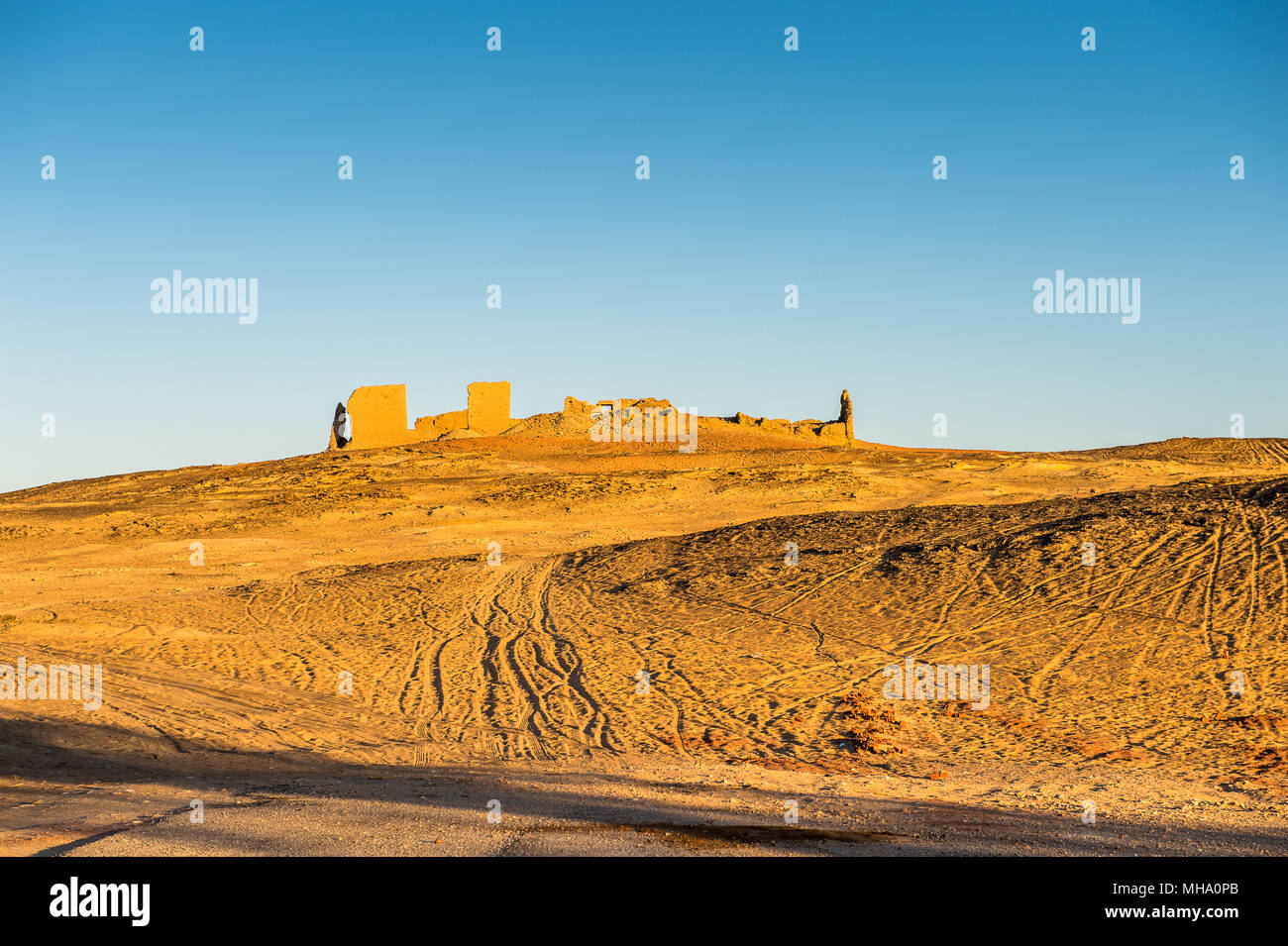 Ruins of the Nadora Temple in the Kharga Desert of Egypt Stock Photo