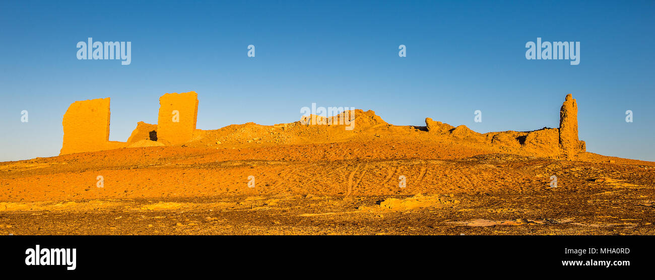 Ruins of the Nadora Temple in the Kharga Desert of Egypt Stock Photo