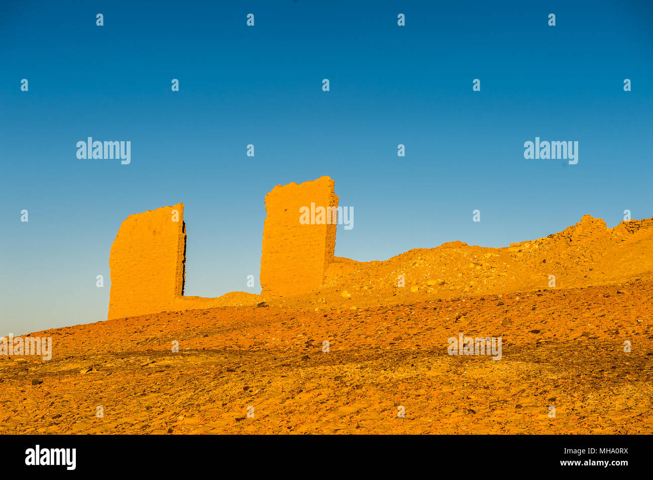 Ruins of the Nadora Temple in the Kharga Desert of Egypt Stock Photo
