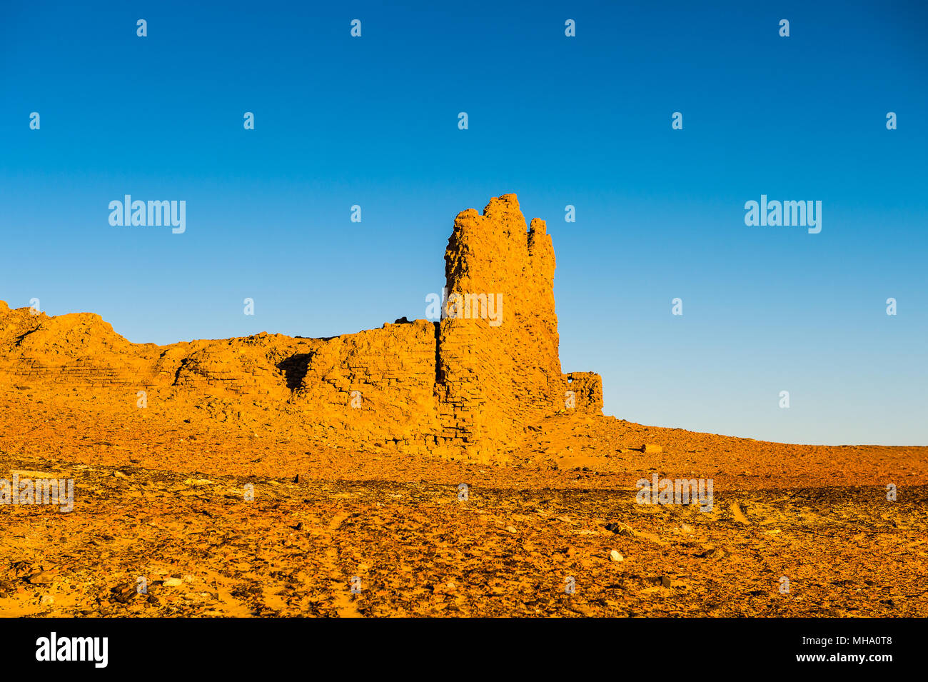 Ruins of the Nadora Temple in the Kharga Desert of Egypt Stock Photo