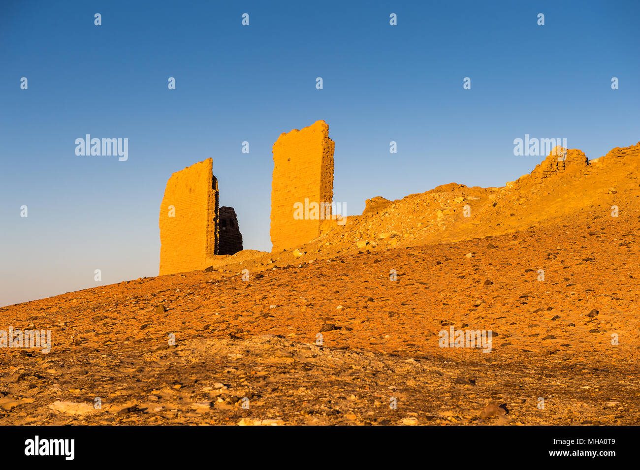Ruins of the Nadora Temple in the Kharga Desert of Egypt Stock Photo